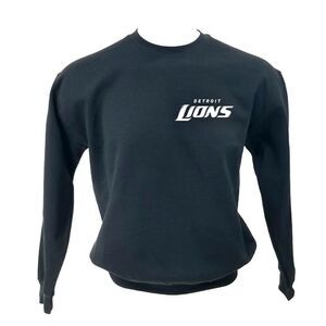 DETROIT LIONS Double Script Logo BLACK Pullover Crewneck, Sweatshirt - y2k 90s